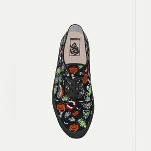 Vans Authentic Customs All Black Shoes with Halloween Pattern Size M8.0 W9.5